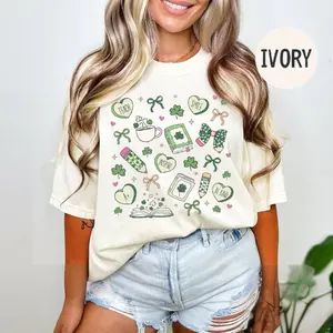 St Patricks Day Comfort Colors Teacher T-Shirt, Teach Lucky Charms, Lucky Teacher Tee, Cute St Pattys Day Teacher Shirt, School Teaching Crew