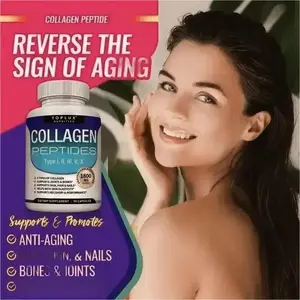 Toplux Nutrition Collagen Peptides 5 Types Complex 1800mg US Made Dietary Supplement for Health Beauty Fitness 90 Capsules