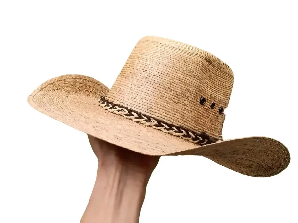 Palma Hat Universal Sombrero de Palma Talla Universal for Men - Handmade with Care, 36 Inches Long, Unisex Cowboy Hat brown and natural colors.