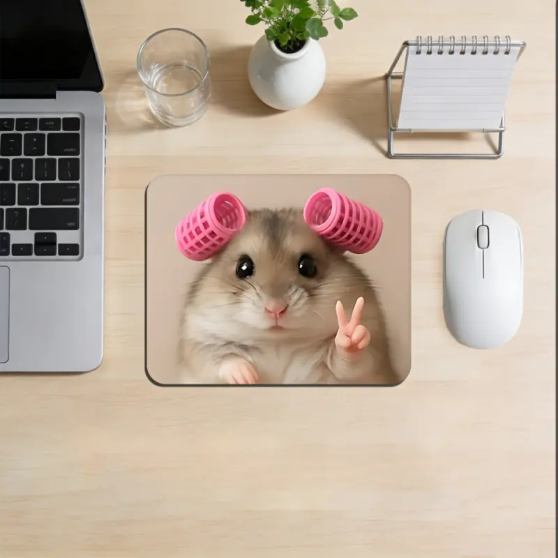 Happy Hamster Meme Mouse Pad, High-definition Printed Desk Mat, Durable and Sturdy Pad, Stylish Design Small Mouse Pad, Rubber Non-slip E-SPORT Gaming Mat, Suitable for Gamers and Office Workers dormessentials