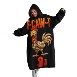 Hooded Blanket Wearable Cartoon Chicken Hat Flannel Soft Warm Blanket for Sofa Home Leisure Air Conditioning Nap Office Bed Camping Travel Gift Cozy Hooded Blanket