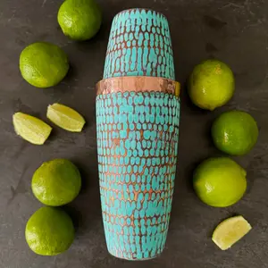 Mexican Handmade Copper Shaker 24 oz.- Emerald
