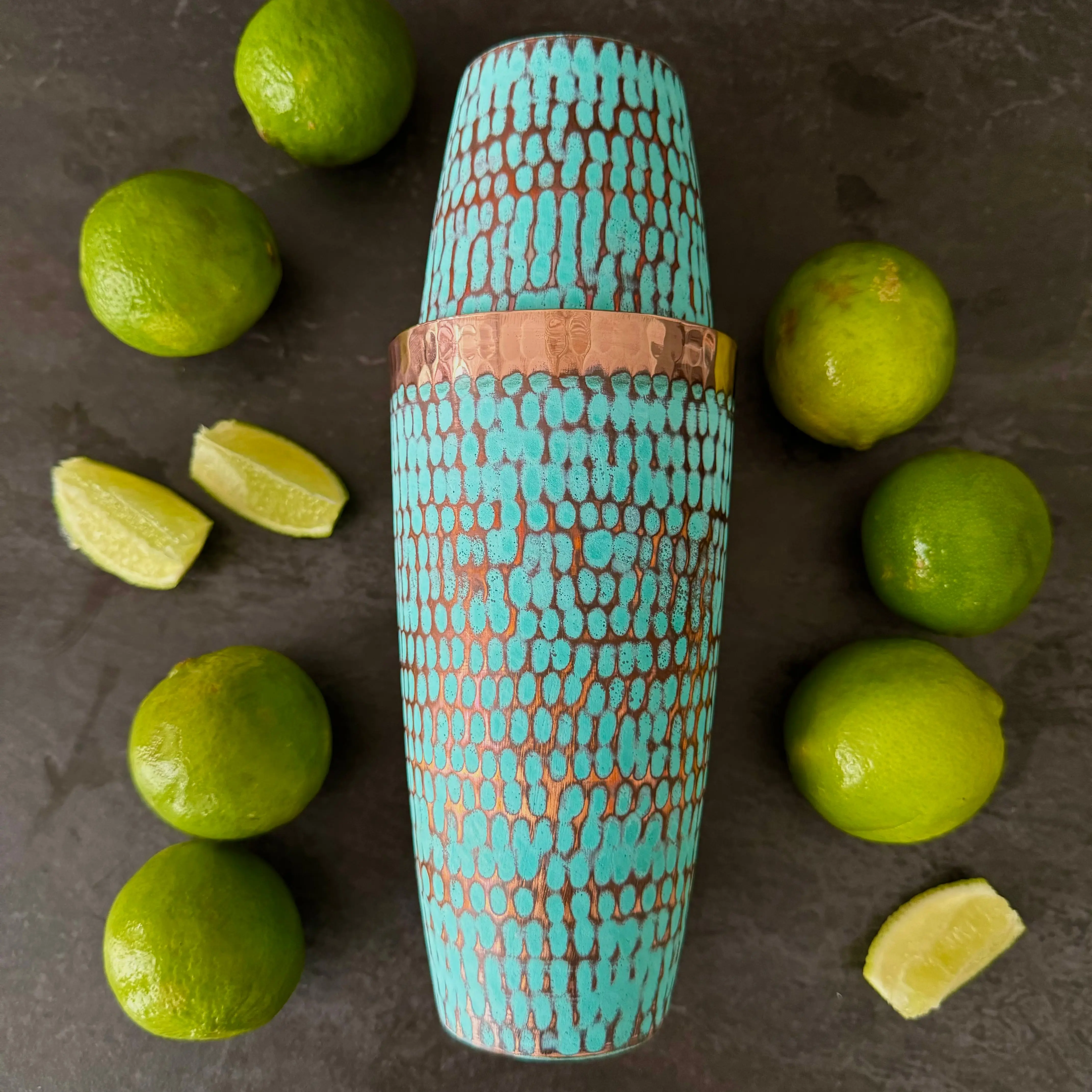 Mexican Handmade Copper Shaker 24 oz.- Emerald