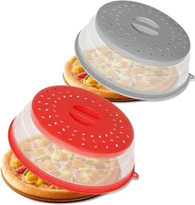 2x Microwave Splatter Cover Vented for Food, Splatter Guard & Colander Kitchen Gadget for Fruit Vegetables Microwave Plate Cover with Hook Utensils 1