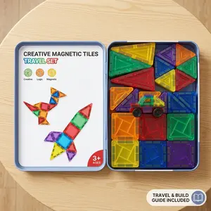 Mini Magnetic Blocks STEM Learning Toys — Educational Montessori Toys for Toddlers, Portable Kids Travel Toy and Birthday Gift Box