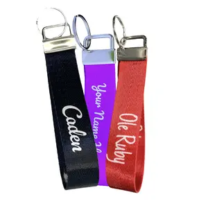 Classic Wristlet Strap Personalized Nylon Key Fob Keyring, Custom Text, Name or Quote Wristlet Lanyard - Classic and Chic Fashion Accessories