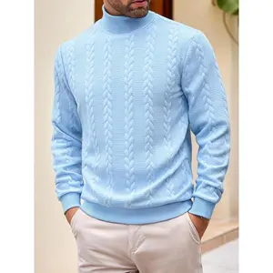 Men's autumn and winter knitted turtleneck long-sleeved sweatshirt, suitable for daily wear, vintage zipper half button design, casual versatile trend simple fitted pullover, is a must-have item in men's wardrobe.
