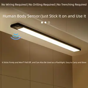 Ultra-Thin Smart Motion Sensor LED Strip Light, Self-Adhesive Rechargeable Cabinet Wardrobe Night Light, Long Battery Life Design