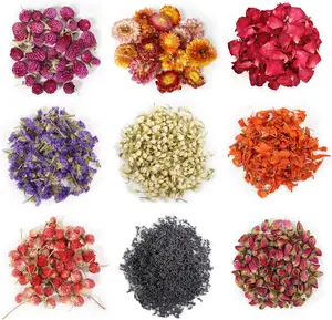 Dried Flowers, 100% Natural Dried Flowers Herbs Kit for Soap Making, DIY Candle Making, Bath - Include Rose Petals, Lavender, Don't Forget Me, Lilium, Jasmine, Rose budsand More