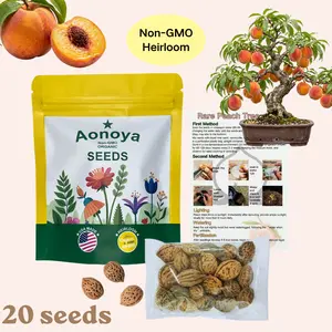 20 Dwarf Peach Fruit Tree Seeds Non-GMO Seeds Early Maturing Plant Self-Fertilization Decilious Fruit to Plant Indoor/Outdoor Easy to Gow Garden Seeds