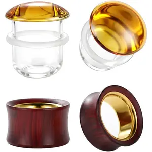 2Pairs Ear Gauges Ear Plugs Ear Tunnels 8-25mm Gauge Earrings,  and Glass Stretching Kit Gauges for Ears