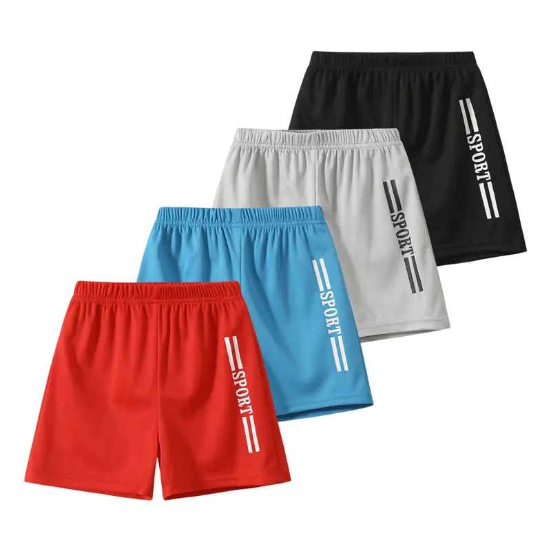 Boys' 4-Pack Joker Casual Shorts, Polyester Fiber Casual Wear for Ages 3-12 (4-5y Included), Elastic Waist, Machine Washable Comfortable Kids' Bottoms #SummerVibes, 3 - 4 Years