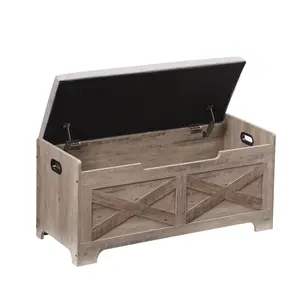 Farmhouse Wooden Shoe Storage Bench – Lift-Top Chest with Safety Hinges – Blanket Box & Toy Trunk – Large Capacity Entryway Organizer – Bedroom, Hallway, Living Room – 60CM