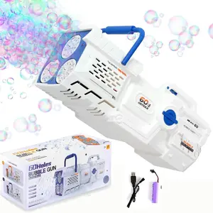 60-hole Bubble Machine, 1 Box Portable Electric Automatic Bubble Machine with LED Light, Bubble Maker for Birthday Party & Celebration
