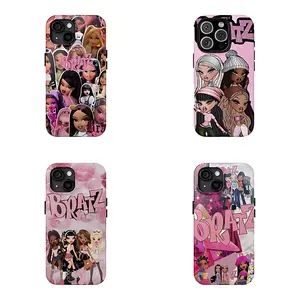 Bratz Dolls Y2K Cartoon Tough Phone Case for Teens Young Adults Compatible for Suitable for iPhone 17/16/15/14/13/12/11 Pro Max/Plusand Samsung Galaxy S23-25, shock-absorbing, anti-drop protective case, lightweight, new fashion trend design