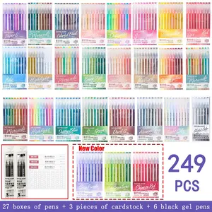 249PCS New Colors Gel Pen Set Large Capacity Hand Account Colorful Gel Pens for Diary Scrapbook DIY Coloring Book Drawing Doodling Pen Office Supplies