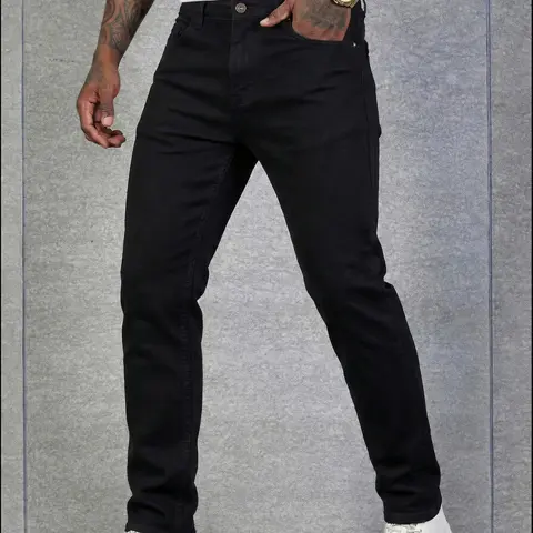 Men's High-End Slim Fit Elastic Jeans Trouser Pants, Casual Streetwear Style with Worn Details Distressed, Comfortable All Season Wear, Daily Fashion