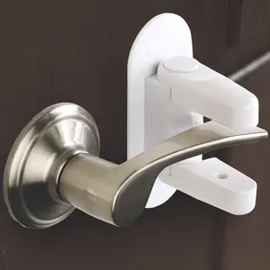 Child Safety Door Lock 6-Piece Set Adhesive Lever Lock for Kids No Tools Needed Press Button to Lock Unlock Prevents Room Lockouts