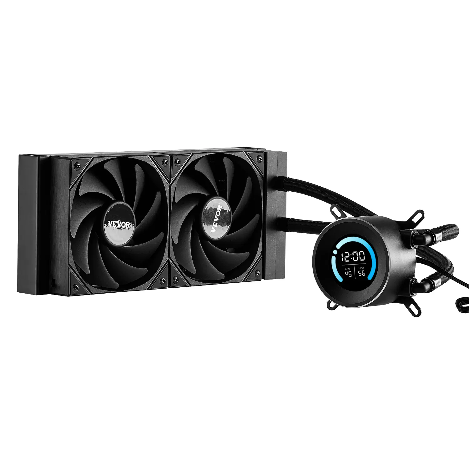 【DealsForYouDays】VEVOR CPU Liquid Cooler,AIO CPU Water Cooler - 120mm PWN FansPump1.8'' DisplayMax. 2200RPM CPU Cooling FanEfficient Black PC Water Cooler for Intel 115X/1366/2011/1700/1200AMD AM4/AM5