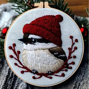 Beginner Embroidery Kit, Elegant Cross Stitch Set, Sparrow Style, DIY Embroidery Lovers, Includes Printed Cotton Fabric, Thread, Needle, Chart, Embroidery Craft