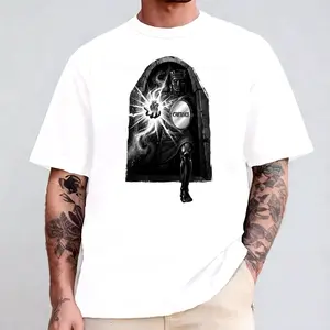 Caifanes Sacred Heart Portal & Mirror Comfort Color Graphic Printed Tee Ring-Spun Cotton Soft-Washed T-Shirt Trendy Tops Perfect Gift