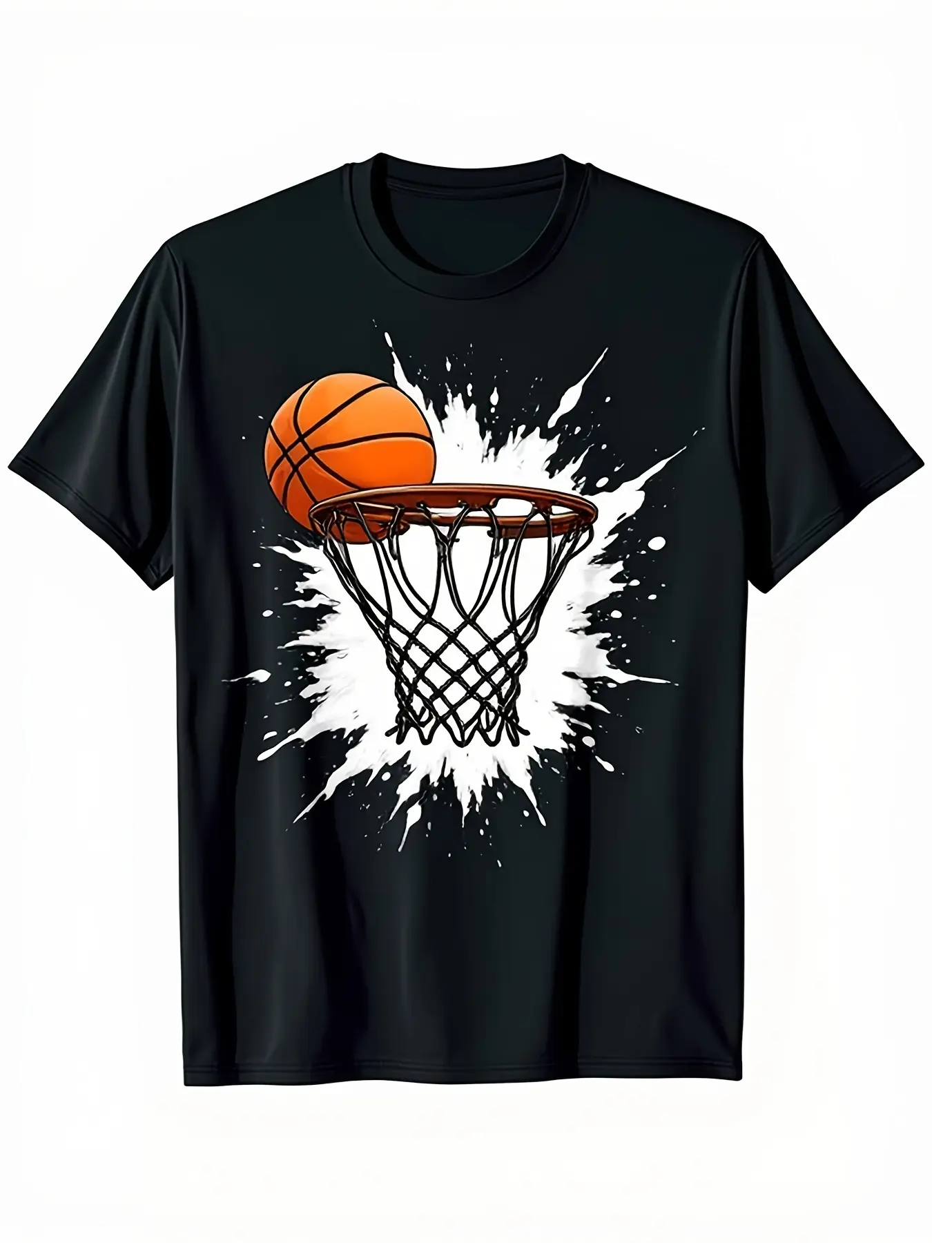 Men's Basketball Dunking Shirt - Black Graphic Tee unisex soft cotton short sleeve t shirt, vintage graphic casual tee for men women teens, perfect birthday holiday gift for camping travel gym daily street casual wear
