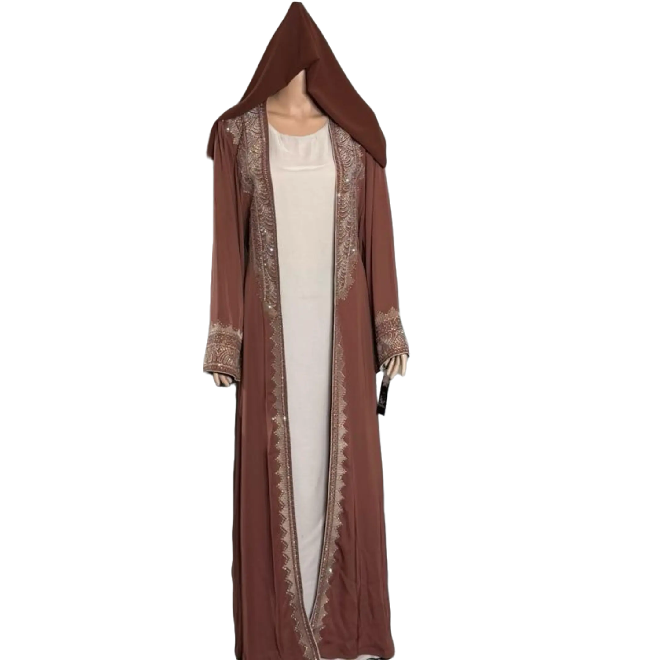 Silk Abaya with Rhinestones Elegant Islamic Clothing Abayas For Eid