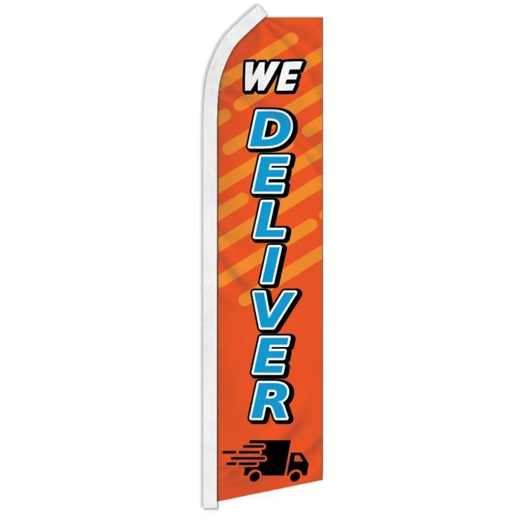 11.5x2.5 ft Orange & Blue Synthetic Polyester Advertising Banner - Wind-Resistant, Easy-Install Curved Sleeve Super Flag, Printable Home & Festive Supply (Delivery Included)