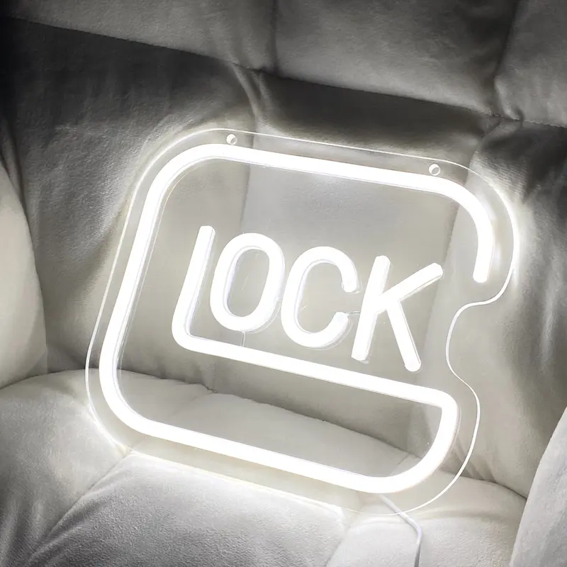 Handcrafted Lock-Form Dimmable Color-Changing LED Neon Sign Light - Energy-Efficient Wall-Mount Home Decor, Clutter-Free Indoor Novelty Lighting for All Age, Bedroom, Dining Room & Room Decorations