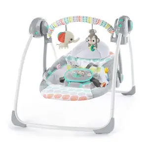 Bright Starts Whimsical Wild Portable Baby Swing – Foldable, 6 Speeds, WhisperQuiet & 10 Soothing Melodies for Newborns to 9 Months