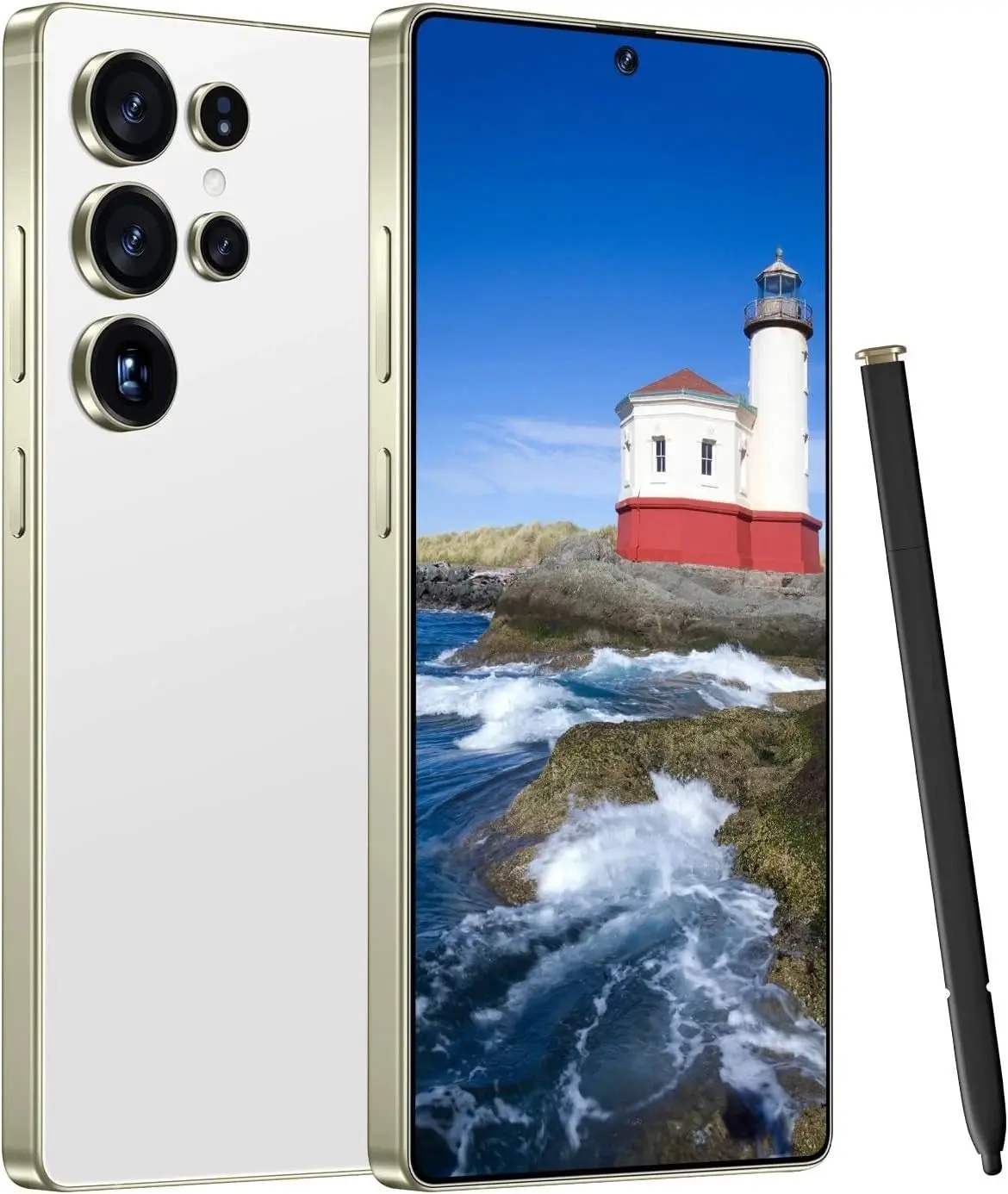 Unbranded S24 Ultra 5G Unlocked Android Cell Phone - Dual SIM, 6GB RAM + 256GB Storage, White Android Smartphone