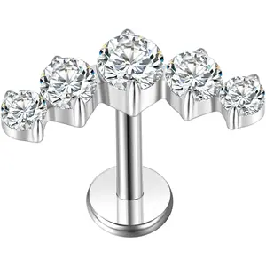 Titanium Flat Back Earrings Studs 18g 16g F136 Implant Grade Titanium Labrets Press Fit Threadless Push In Dainty Cartilage Helix Conch Lobe Lip Tragus Piercing Jewelry