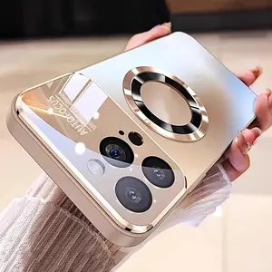 Titanium Luxurious Matte iPhone Case Cover - Shockproof Glass Camera Lens Protection with Magnetic Wireless Charging Function - Suitable for iPhone 17 16 15 14 13 12 11 Pro Max Plus