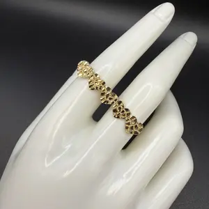 10K Gold Nugget Double Ring Size 8 Elegant Design for Everyday Wear or Special Occasions Timeless Jewelry Piece