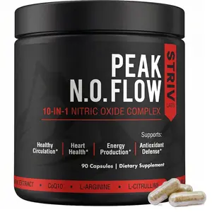 Peak Flow 10-in-1 Nitric Oxide Supplement - Healthy Circulation, Heart Health & Stimulant-Free Energy with L Citrulline, L Arginine & CoQ10 – 90 Capsules