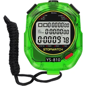 Stopwatch Timer 10 Splits/Laps Digital Stop Watch for Sports, Countdown Alarm Clock Date Memory Recall Large Display, Stopwatch for Coaches PE-Teacher Referee, Green