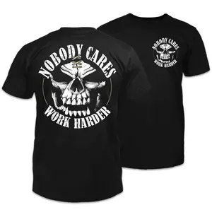 Nobody care work harder skull cool 2 sided shirt 2, shirt  for man and women Comfort Cotton Top, menswear Classic Collar graphic tees