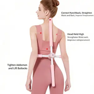 Adjustable Back Extender Stretching Aid，Pilates Back & Breath Contro，Yoga Posture Corrector，Stretch Shoulder Opener Stick，Body Shaping Open Shoulder & Back Stretch Tool，Hunchback Correction Stick，Posture Alignment Stick，Yoga Stick
