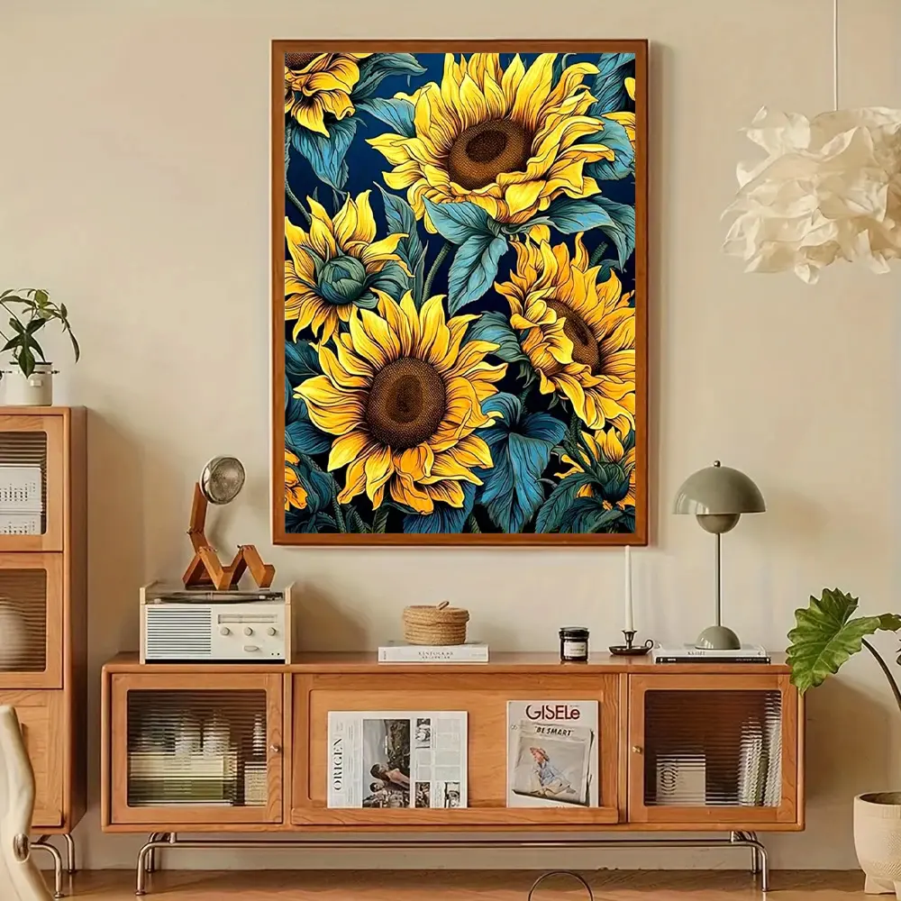 Sunflower Full Drill Round Beads Diamond Art Kit, 30x40cm, Vibrant DIY Needlework Craft with Tools for Wall Decor & Gift (Artistry Focused)