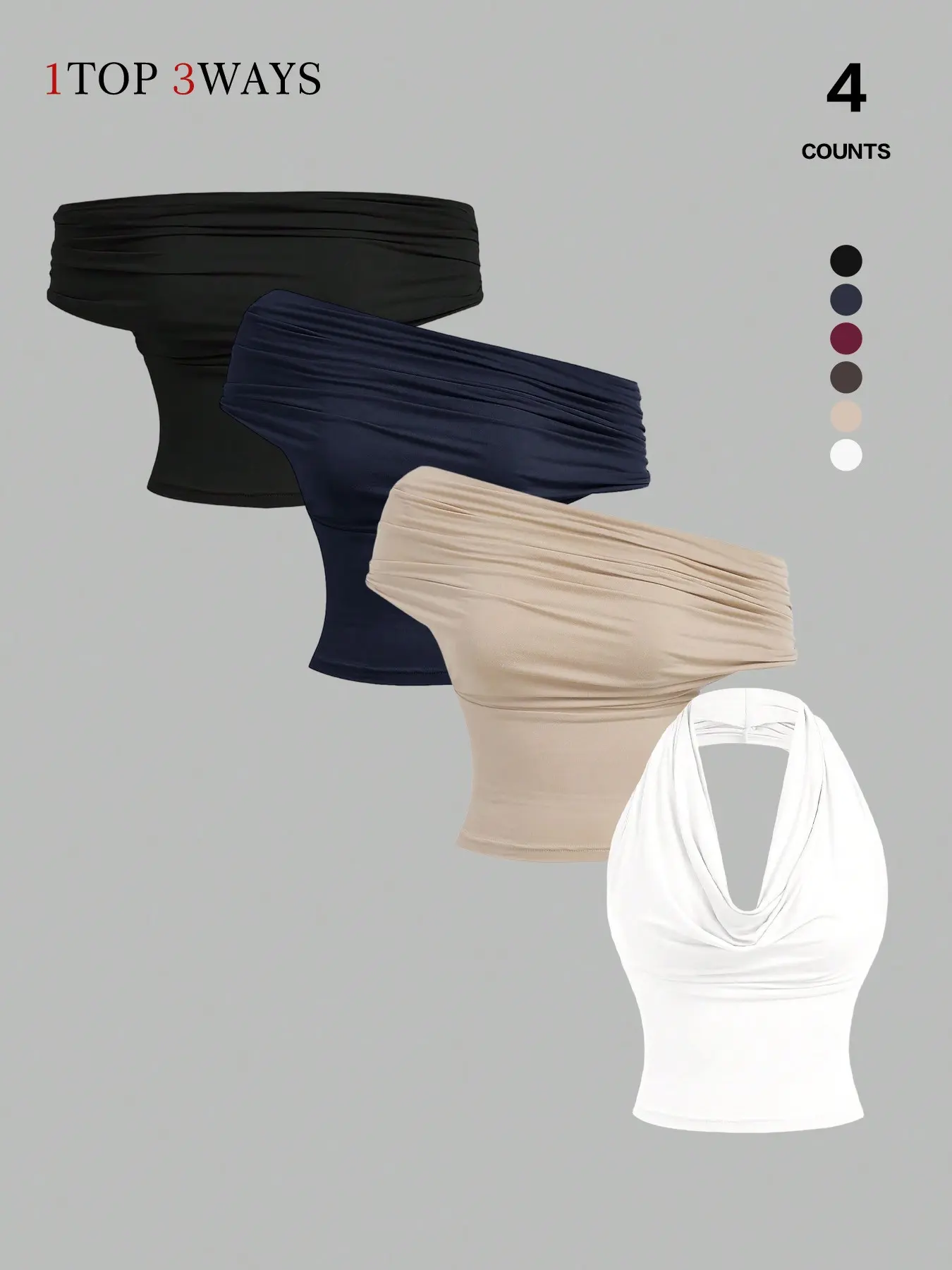 Black + Navy Blue + Apricot + Off-White