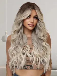 Fashionable Long Loose Wave Wigs for Women, Gorgeous Fluffy Wigs without Bangs, Synthetic Wigs for Party, Daily Use