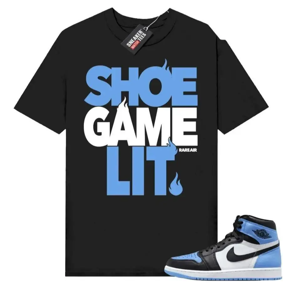 Jordan 1 UNC Toe Sneaker Match Shirt Black Shoe Game Lit, 1 UNC Toe Outfit, Graphic Tees, Womenswear Top T-Shirt