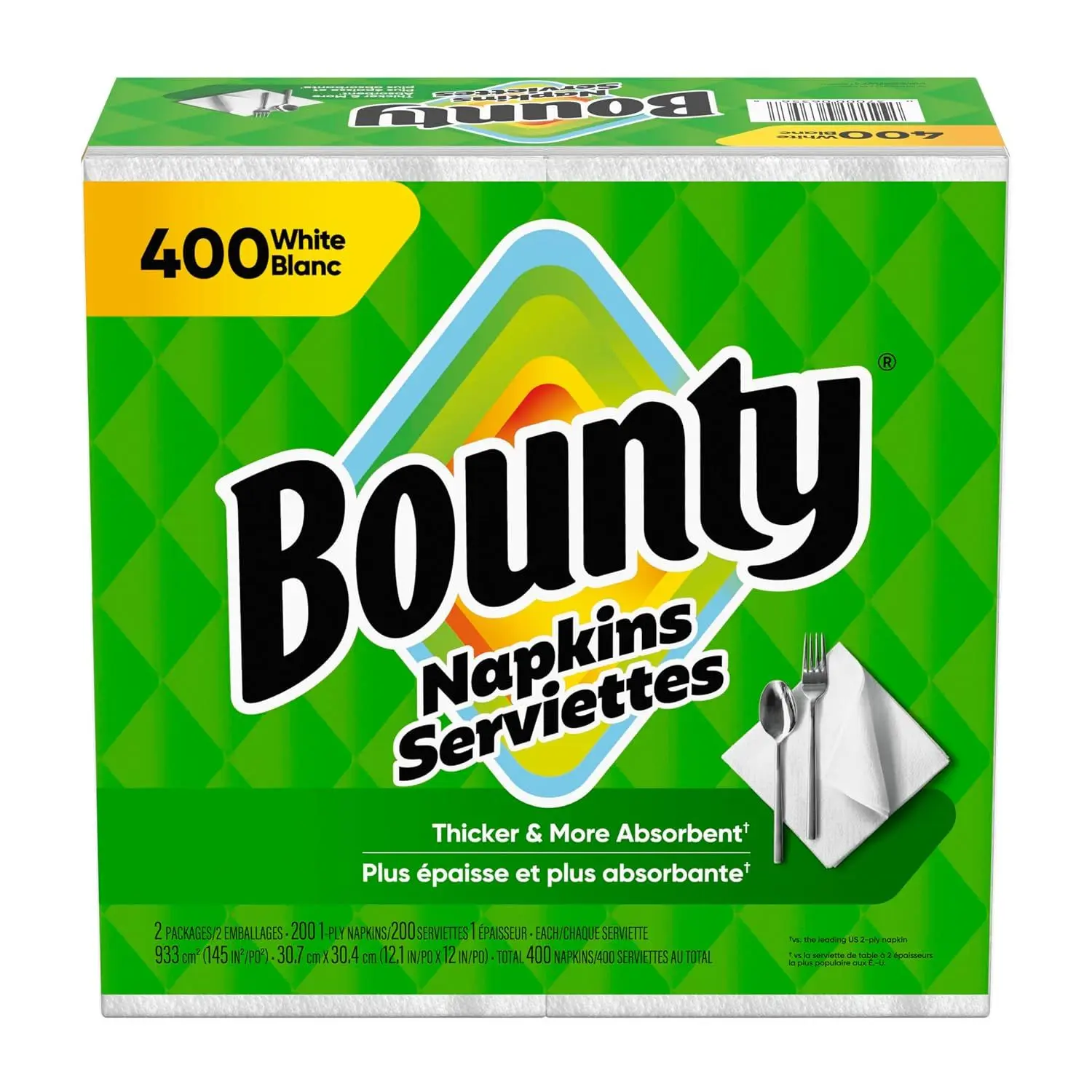 Bounty Paper Napkins, White, 200 Count, Packaging may vary