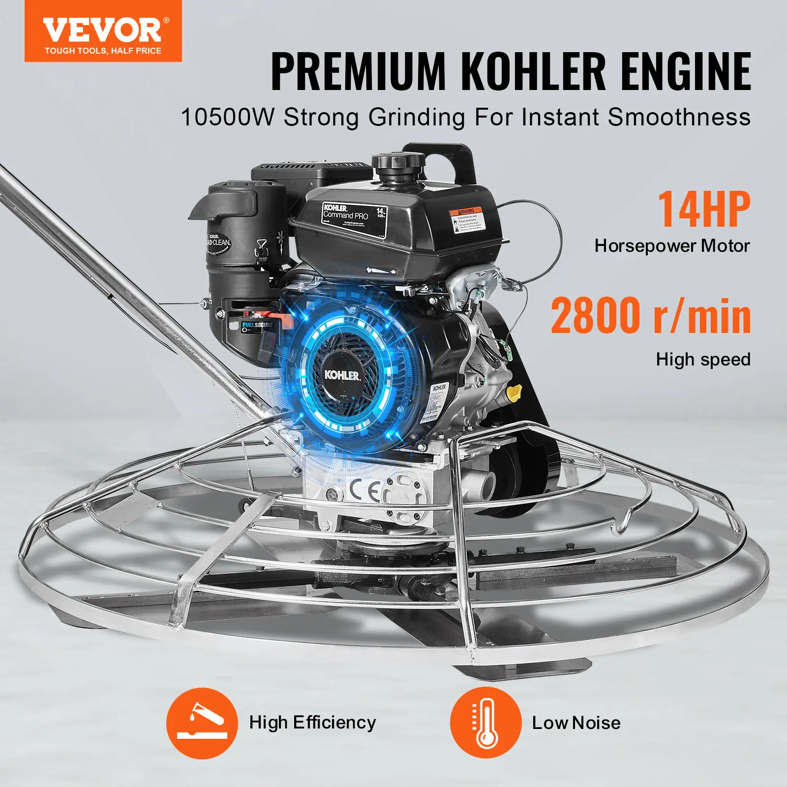 VEVOR Power Walk-Behind Cement Trowel 36 "5.5 HP/46” 14 HP Gas-Powered with Float Pan Blade
