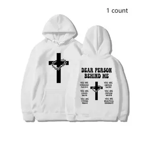 Graphic-Hoodie Christian Bible Verse Faith Cross Graphic Pullover Hoodie, Unisex Inspirational Streetwear Sweatshirt for Fall Winter Daily Wear, Casual Religious Hoodie, Christian Fashion Apparel