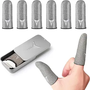 2025 Upgrade: Longer Size for 5 Fingers, Professional Pure Silver Fiber Finger Sleeves for Mobile Gaming–No More Slipping, Maximum Touch Sensitivity, Anti-Sweat,6 Pack (M)