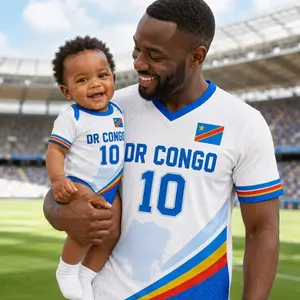 Personalized DR Congo Soccer Jersey Set, Father Son Matching Outfit, Custom Football Fan Gift IA9