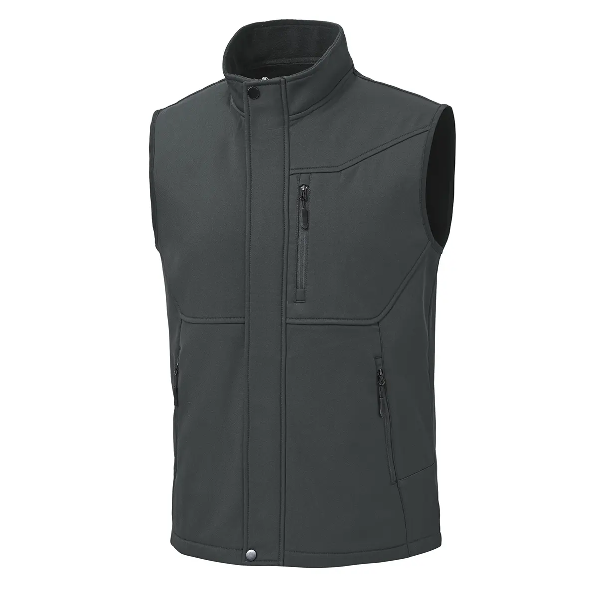 Men's Softshell Vest, Lightweight Fleece Lined Zip Up Sleeveless Jacket, Warm Waterproof Windproof Outdoor Golf Hiking Vest for Men