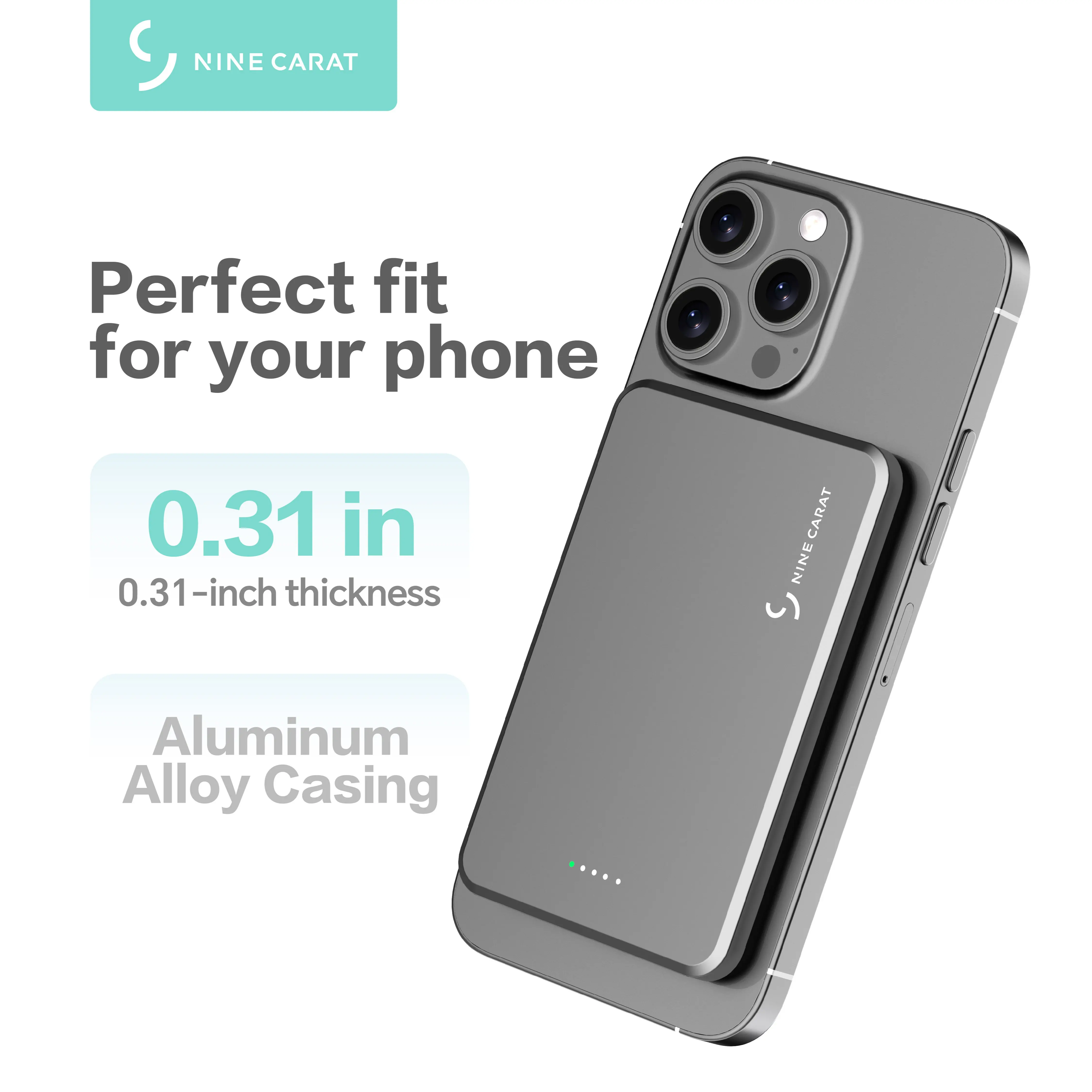 Ultra-Slim 5000/10,000mAh Power Bank, Wireless Fast Charging for iPhone 17-12 / Apple Watch, Card-Style, Black Friday Deal, Custom Engraving Available