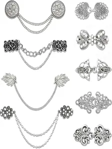 Vintage Sweater Cardigan Shawl Chain Clips Swirl Cape Cloak Collar Clasp Pin Retro Shirt Dress Lapel Brooch Pins Rose Flower Leaf Pearl Heart Rhinestone Renaissance Brooch Clip For Women Men